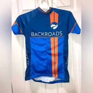 GARNEAU CYCLING JERSEY Backroads Blue & Orange Half 3 Pocket Size XS